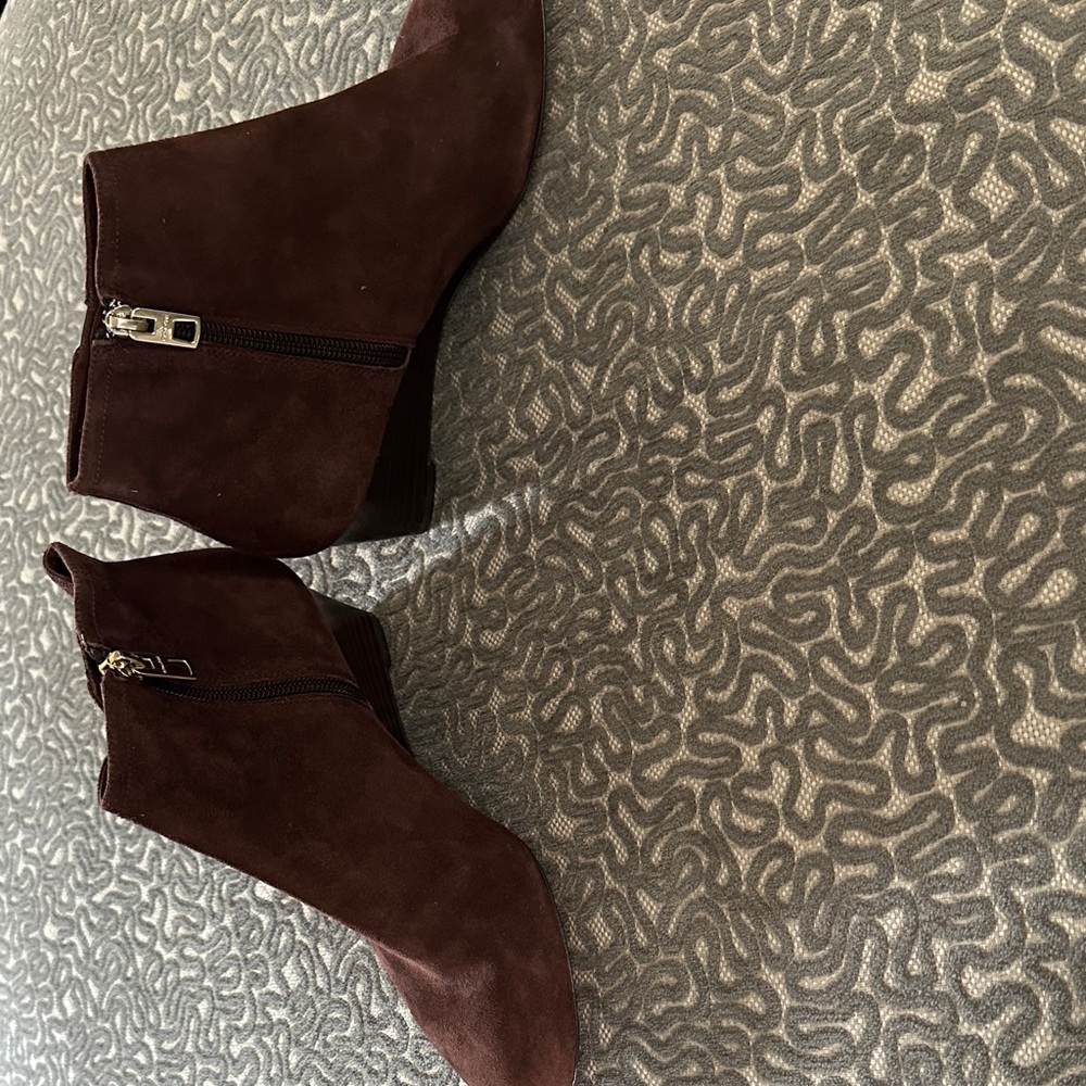 Coach Maya Suede Polished Calf Ankle Wedge Boots Brown Size 7. NWOT - Picture 8 of 12